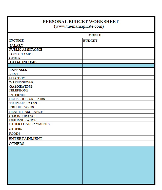 budget worksheet for moving out teens

