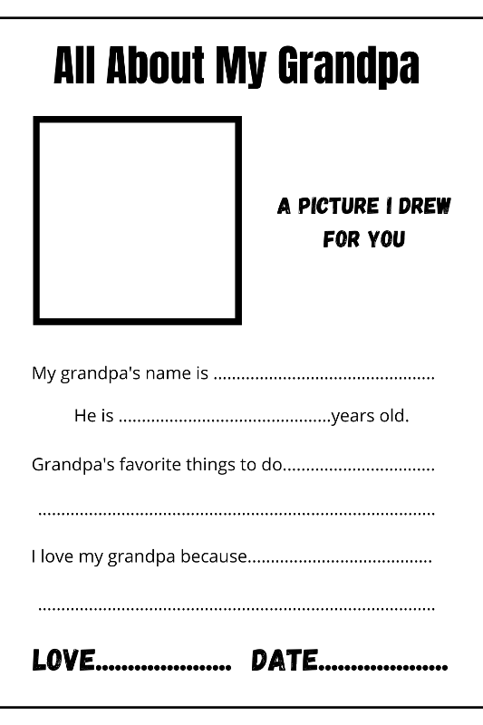 All about my Grandpa Questionnaires and Printables The Mama Pirate