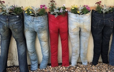 How to make planters from old jeans?