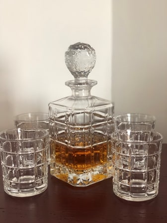 Engraved whiskey decanter