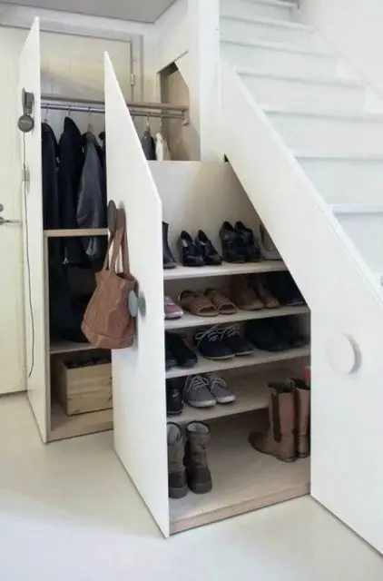 shoe rack under staircase