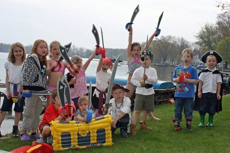 kids wearing pirate dress outdoor 
