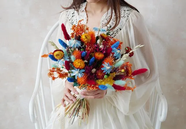 Colorful Dried Wildflower Bouquet