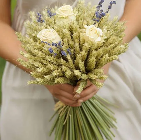 Dried Roses and Wheat Bouquet