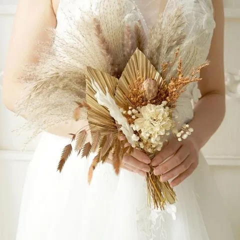 Palm Leaf and Dried Flower Bouquet
